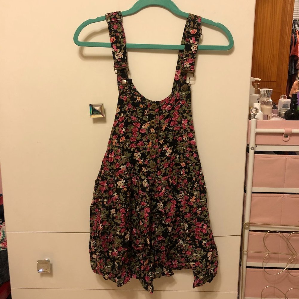 XS Floral Overalls Dress